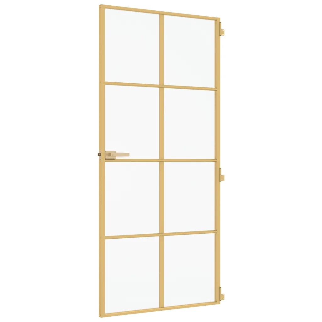 Porta Interni Sottile Oro 93x201,5cm Vetro Temperato Alluminio