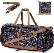 Borsa sportiva pieghevole con tas per weekend per donna con tasca per scarpe, Strisce colorate