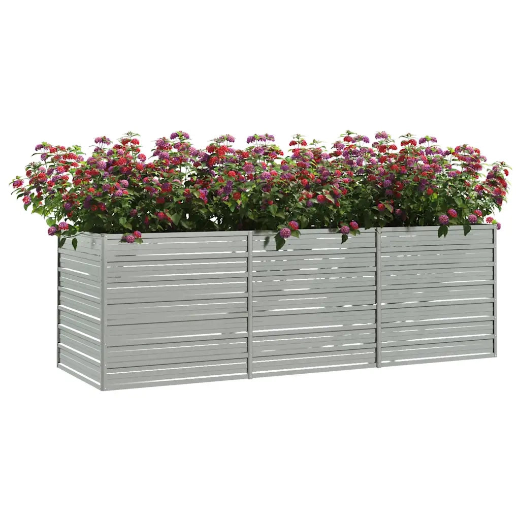 Fioriere | Cassetta per fiori | Letto Rialzato Giardino 240x80x77 cm in Acciaio Zincato Argento