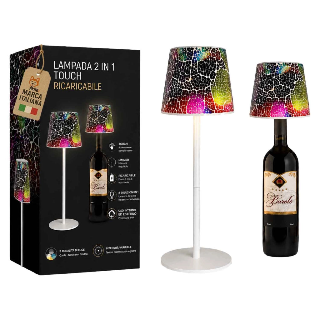 Akitaink Lampada da Tavolo LED Mosaico Cracked Rainbow