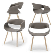 Set 4 sedie in polipropilene DILETTA con gambe in faggio, resistente ai raggi UV, design moderno, ideale per sala da pranzo, cucina, sala d’attesa, bar, ristoranti, colore Petrolio