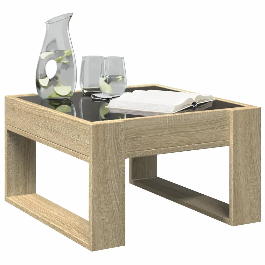 Tavolino da salotto | Tavolino da caff¨¨ | Tavolino da Soggiorno con LED Infinity Rovere Sonoma 50x53x30 cm