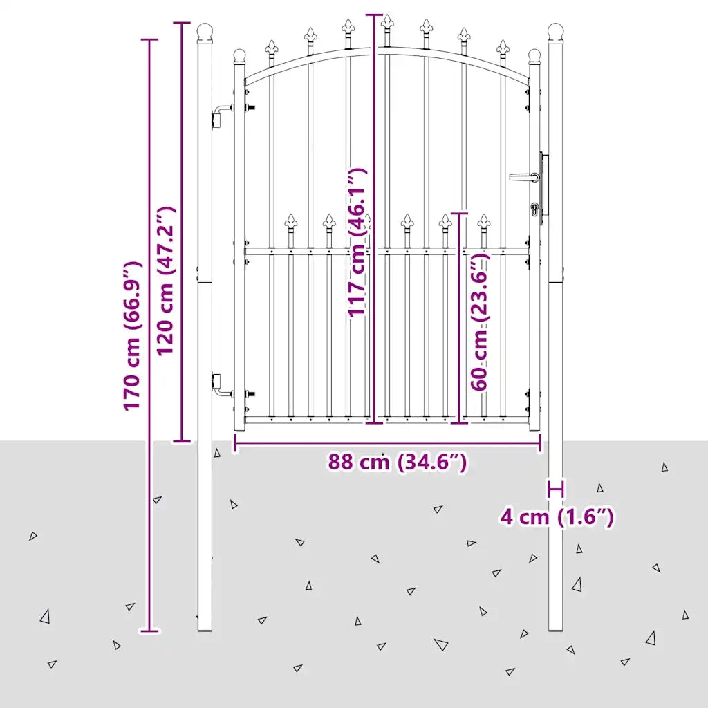 Cancello della recinzione con punte EMMEN 150 x 100 cm