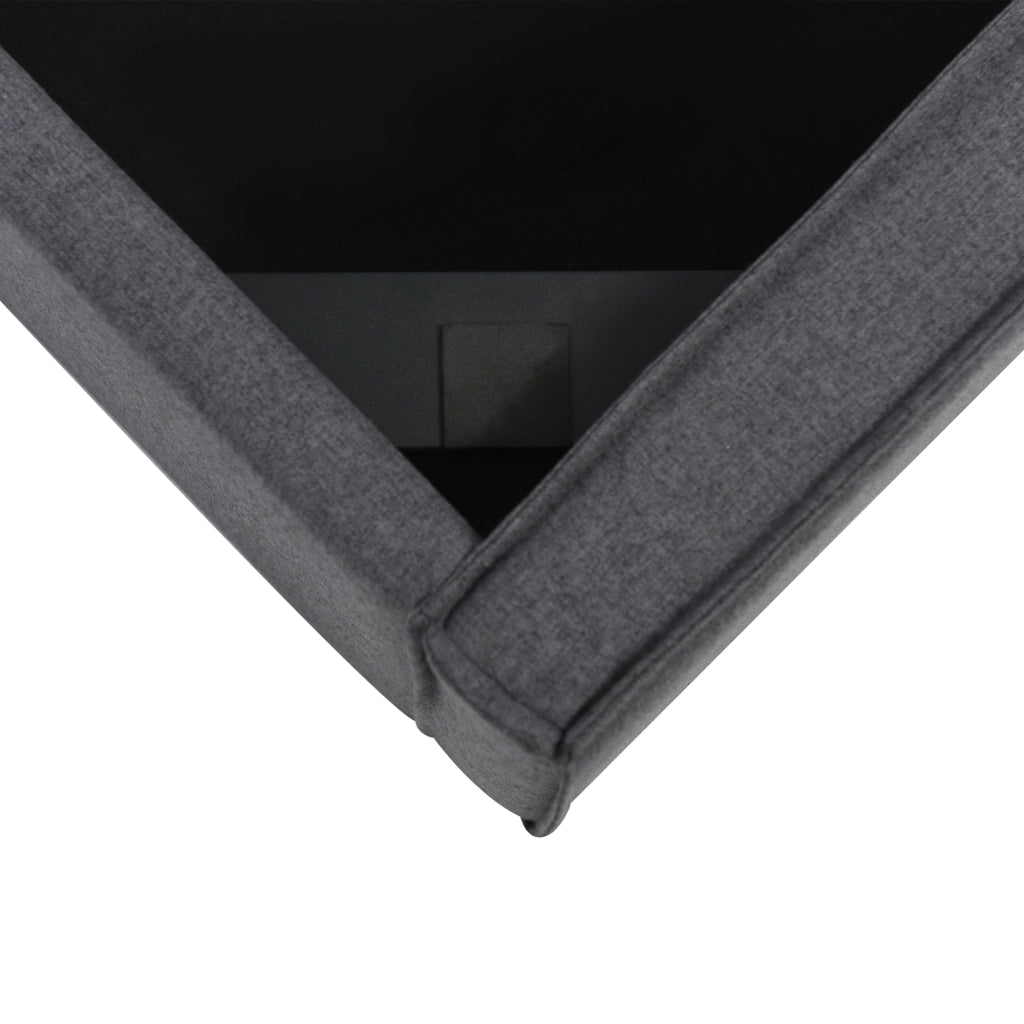 Letto Contenitore 90×200 cm; Letto Singolo con Vano Contenitore e Testiera Imbottita; senza Materasso; Grigio