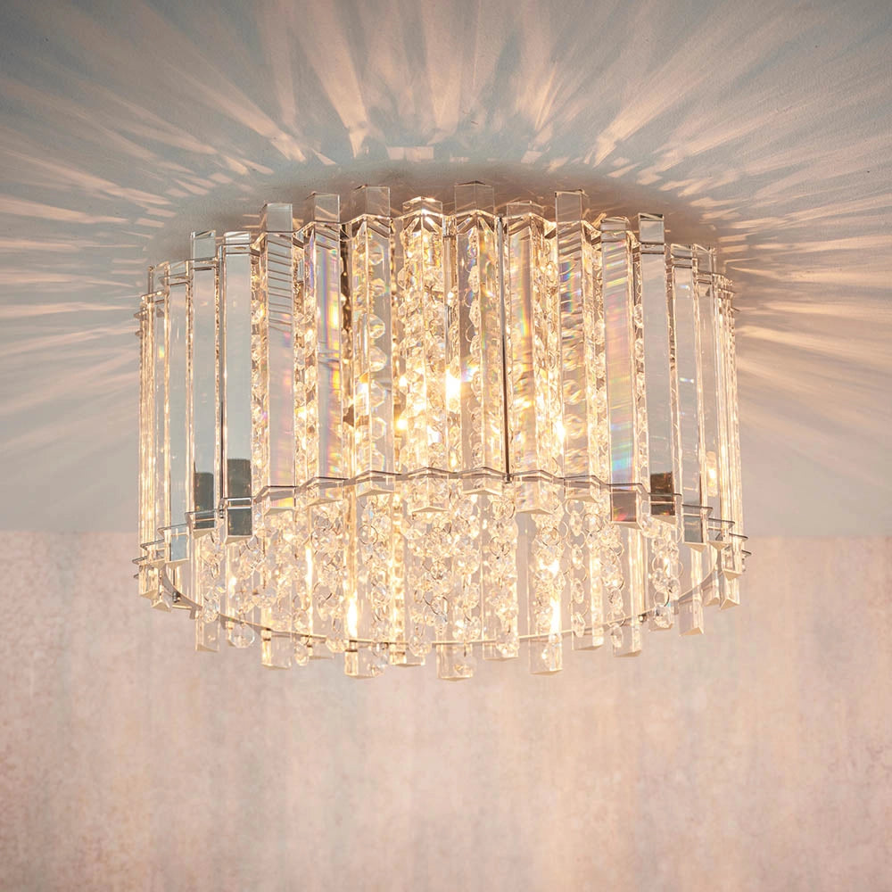 Plafoniera glamour rotonda cristallo gocce Hanna Endon 4xG9