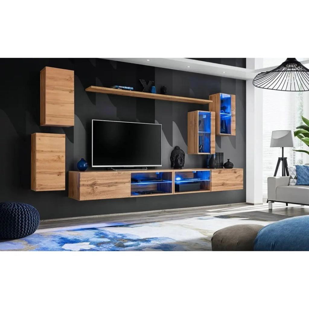 Set mobili da salotto SWITCH XXV – LED – Rovere – Design sospeso