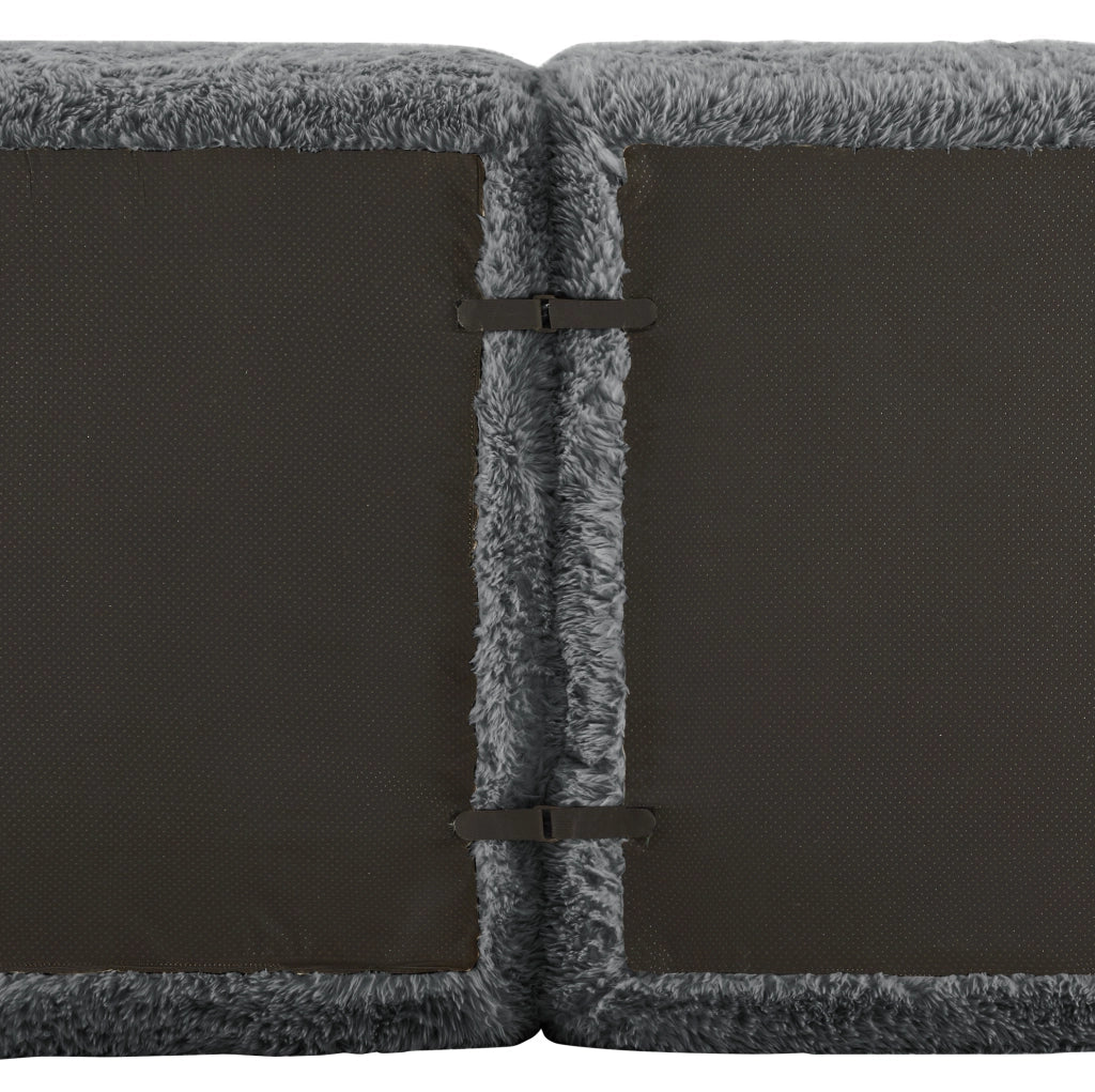 Divano modulare senza struttura in tessuto plush grigio con base antiscivolo
