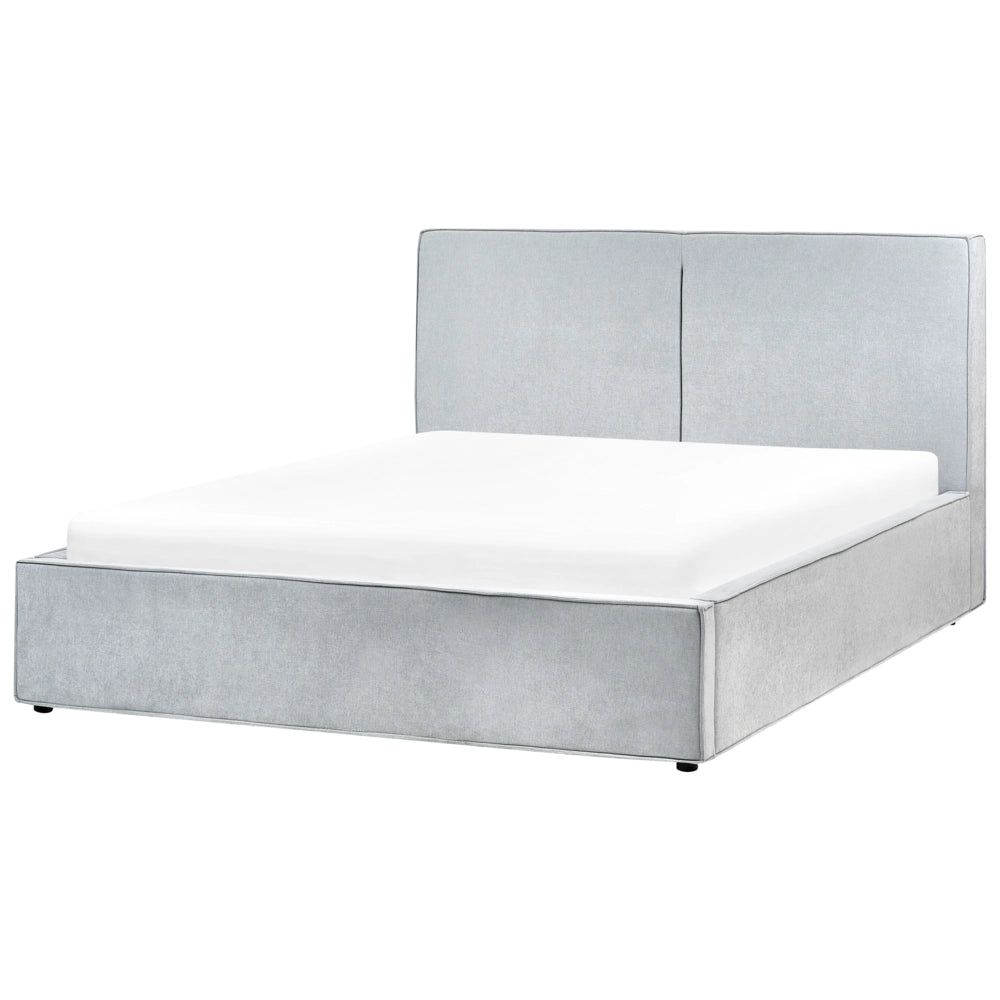 Letto matrimoniale a doghe con contenitore rete a doghe tessuto di ciniglia azzurro 160 x 200 cm camera da letto moderna