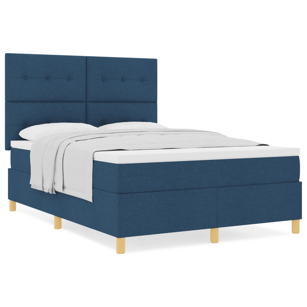 Letto a Molle con Materasso Blu 160x200 cm Tessuto