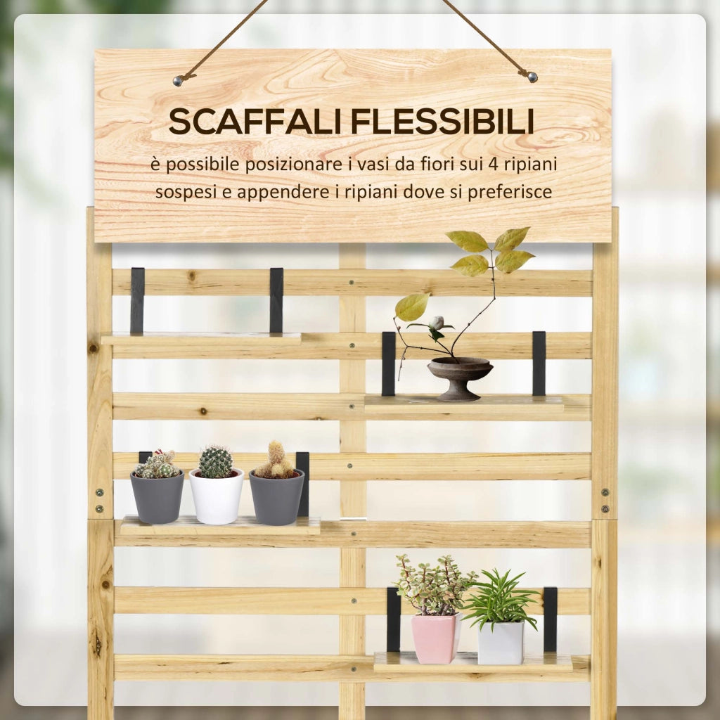 Cassapanca da Giardino con Traliccio ¨C Xylo ¨C Legno 4 Ripiani 80x45x160 cm
