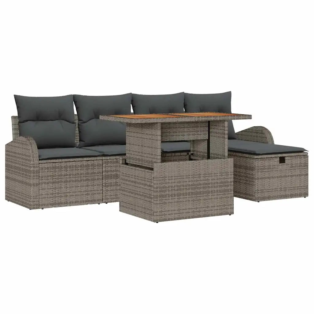 Set Divano da Giardino 6 pcs Grigio polyrattan