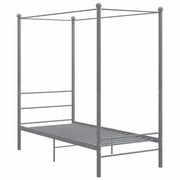 Letto a Baldacchino Grigio in Metallo 90x200 cm 325053