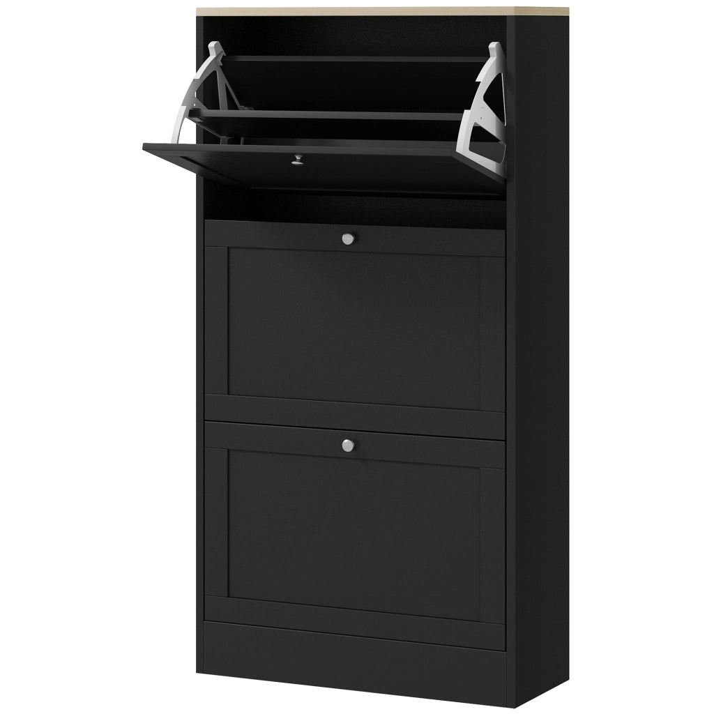 Scarpiera a 3 Cassetti ¨C Zephmum ¨C Legno, Nero, 60x23.5x115 cm