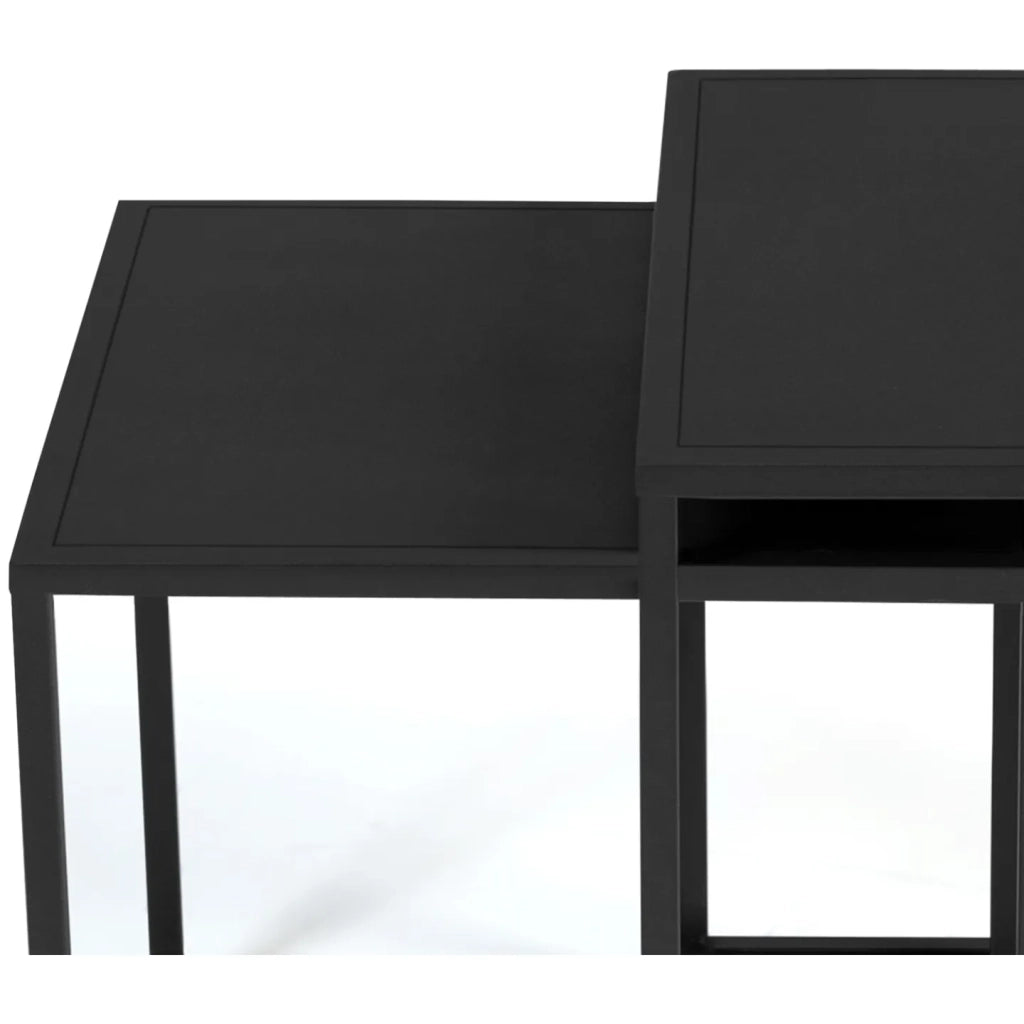 IDMarket - Set di 2 tavolini DAVIS 40/45 in metallo nero opaco, design industriale