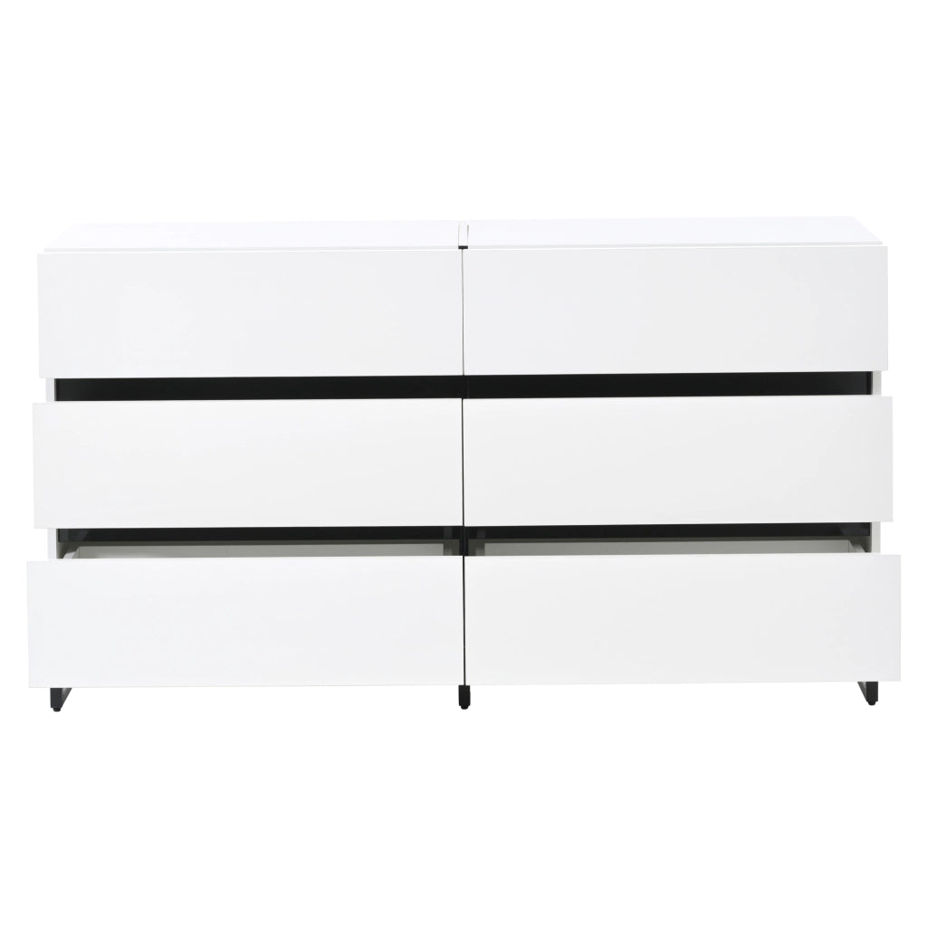 Sideboard da soggiorno 140 x 39,5 x 78,5 cm con 6 cassetti, struttura in truciolare, finitura bianco e nero, portata fino a 60 kg