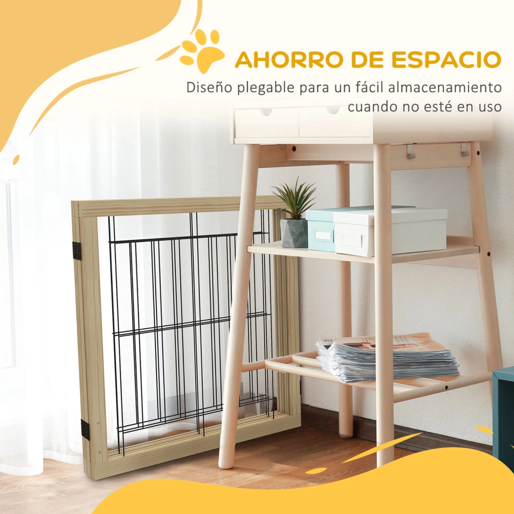 Recinto per Cani Pieghevole 3 Pannelli ¨C zephmum ¨C 210x44x70 cm Legno Naturale