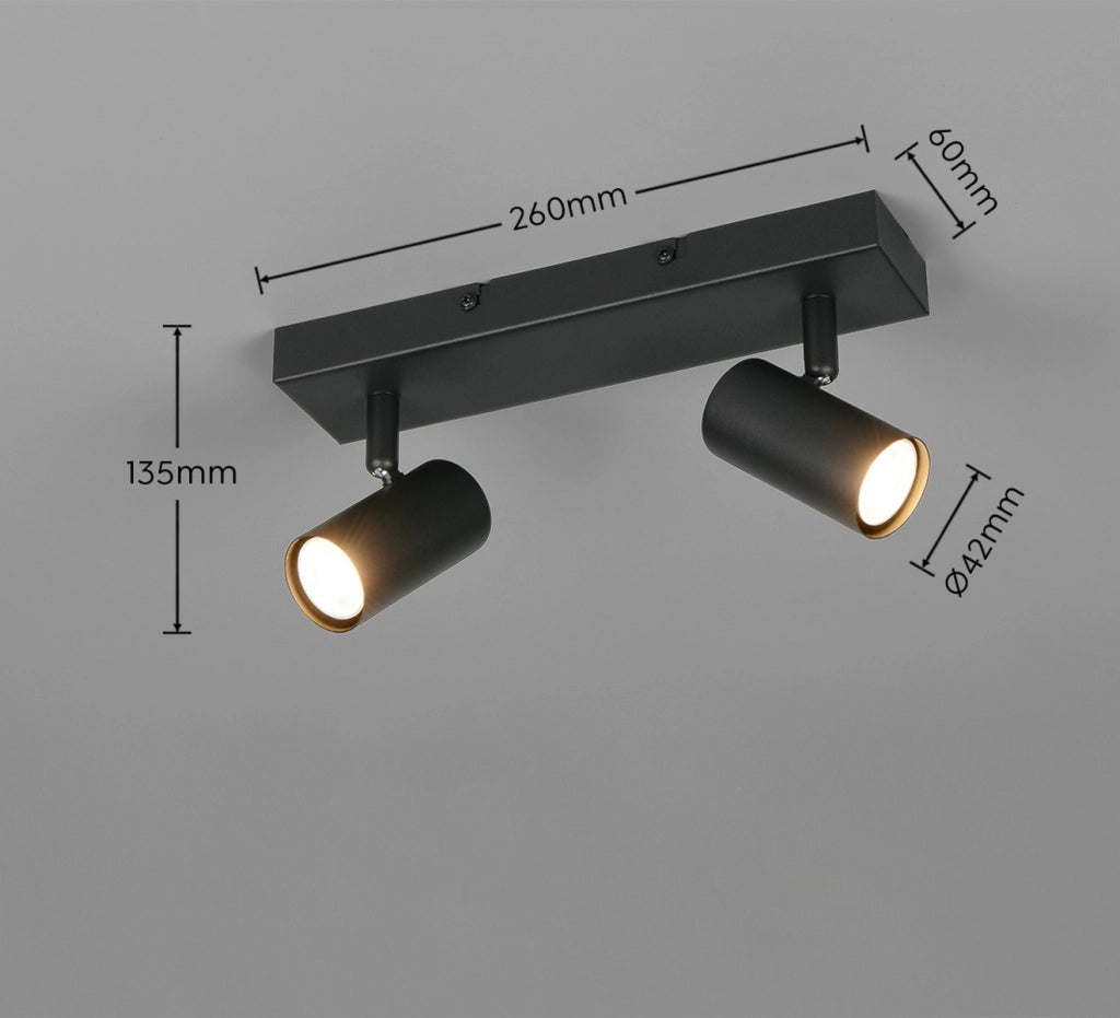 Faretto da soffitto doppio 2xGU10 nero metallo TARYN RL