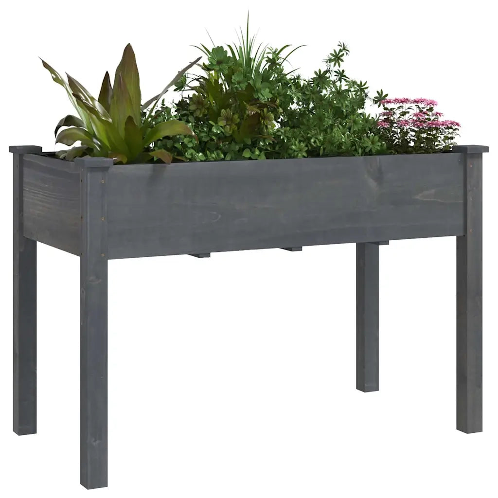 Fioriera | Cassetta per fiori | Vaso con Fodera Grigia 118x59x76cm Legno Massello di Abete