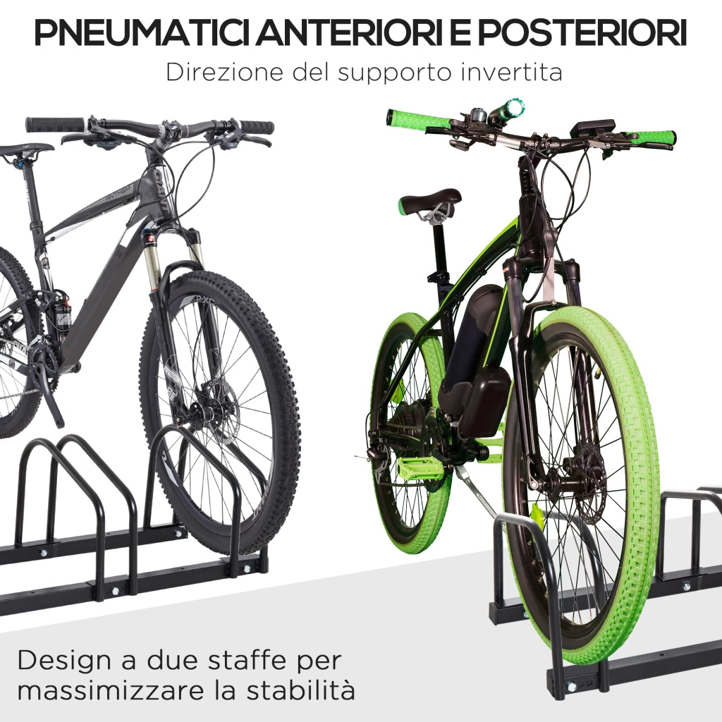 EasyComfort Rastrelliera Portabiciclette Parcheggio per 4 Biciclette in Acciaio, 110x33x27 cm, Nero