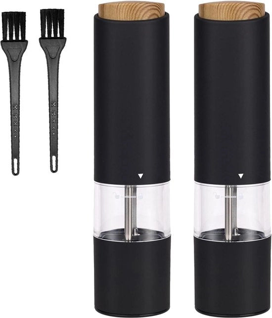 Set di Macinatura Sale Pepe in Acciaio Inossidabile elettrico - Regolabile Grana - Azionato da Batteria