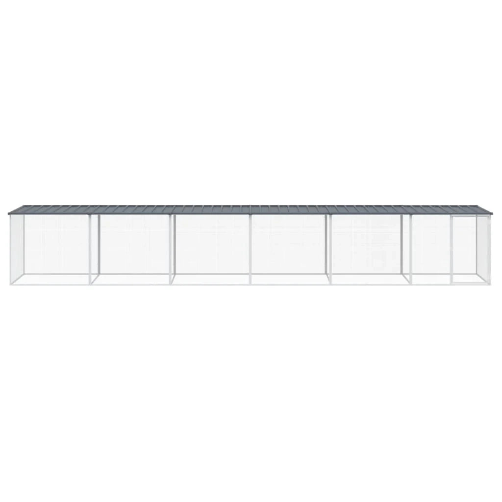 Recinto per pollaio con tetto 603 x 98 x 90 cm in acciaio zincato antracite 02_0043975