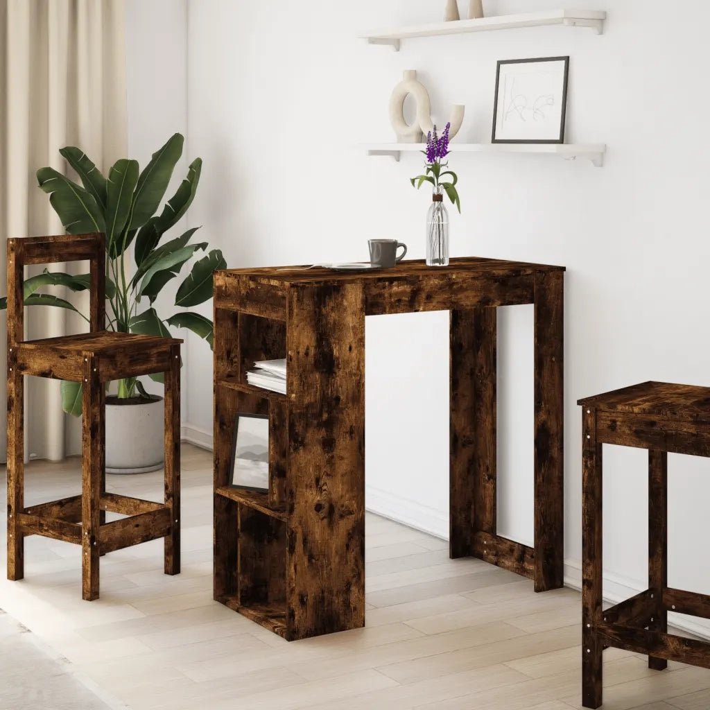 Tavolo Bar con Rastrelliera Rovere 102x50x103,5 cm Multistrato
