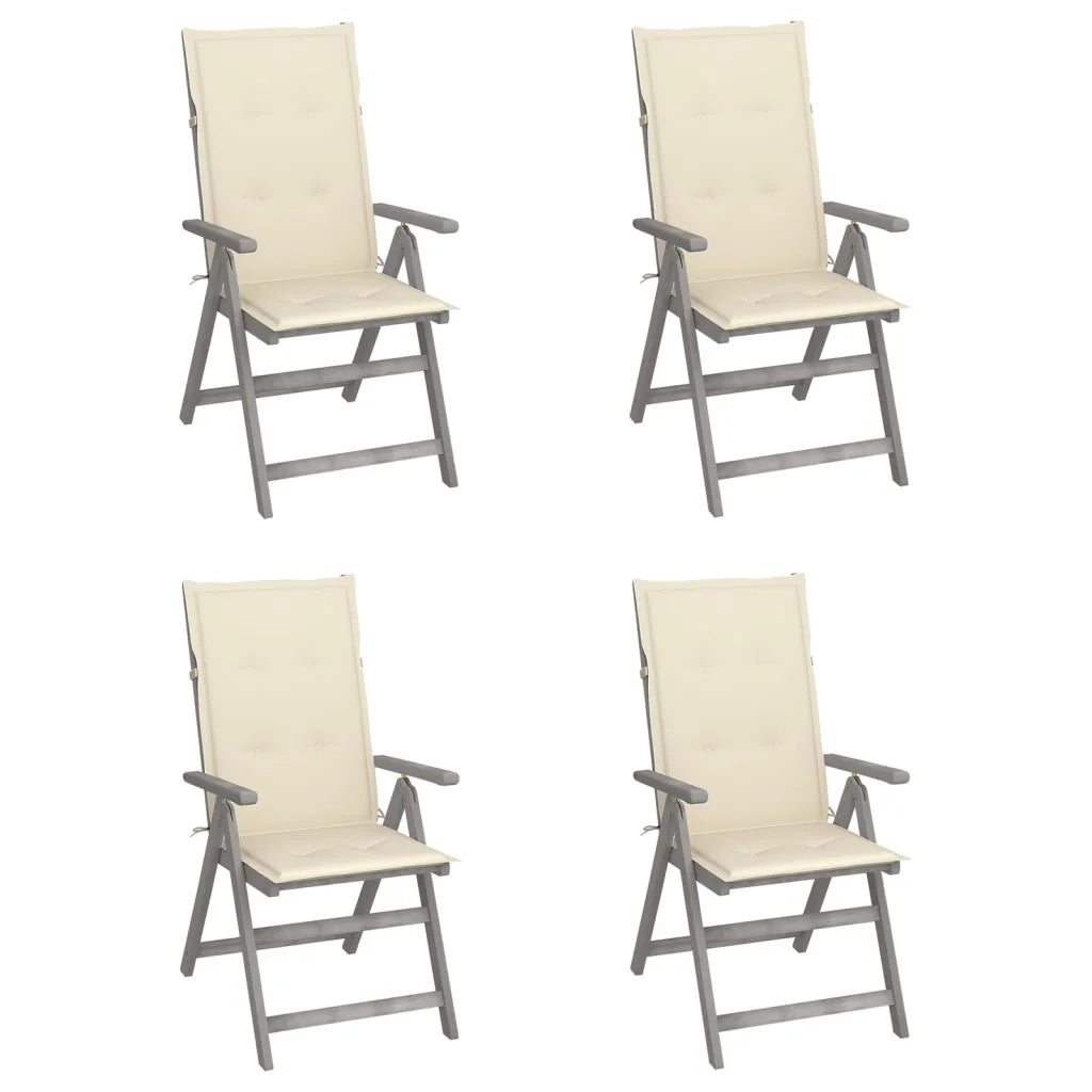 Sedie da Giardino Reclinabili 4 pz con Cuscini Massello Acacia cod mxl 9940