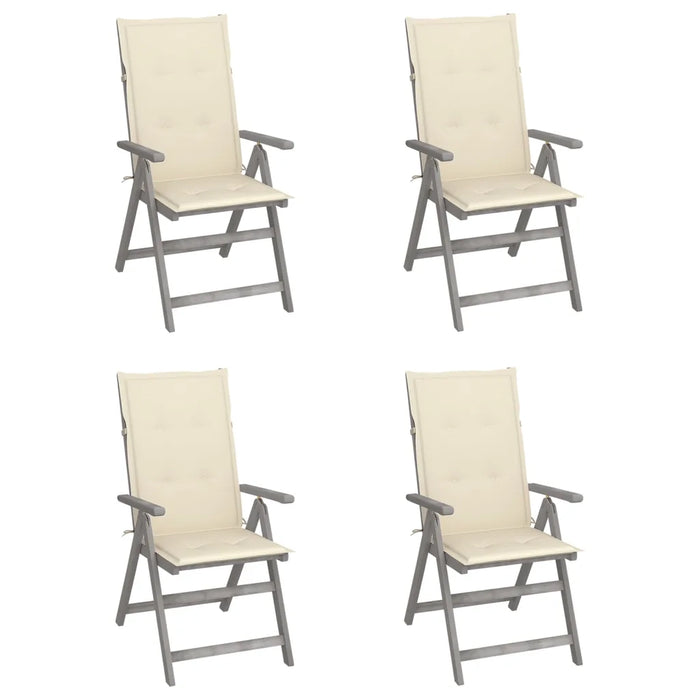 Sedie da Giardino Reclinabili 4 pz con Cuscini Massello Acacia cod mxl 9940