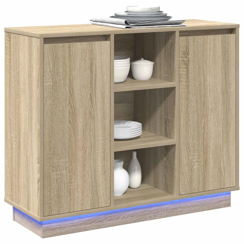 Madia LED Rovere Sonoma 90 x 32 x 75 cm Legno multistrato 869684