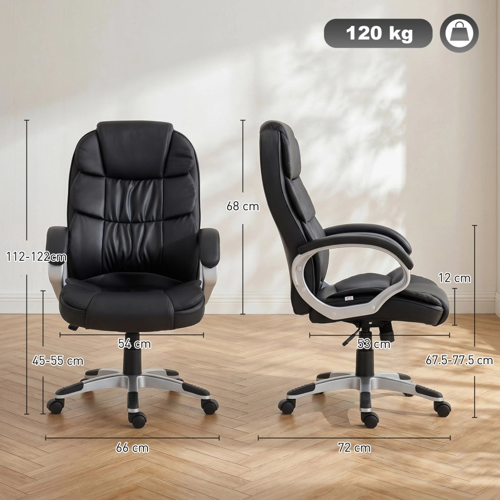 Sedia Ufficio Ergonomica Girevole in Pelle ¨C Zephmum ¨C Nero, Altezza Regolabile