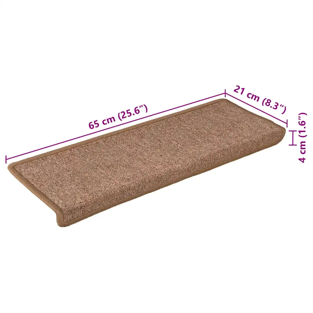 Tappetini per scale 15 pz | Gradini per Scale 65x21x4 cm Marrone Bordo rettangolare