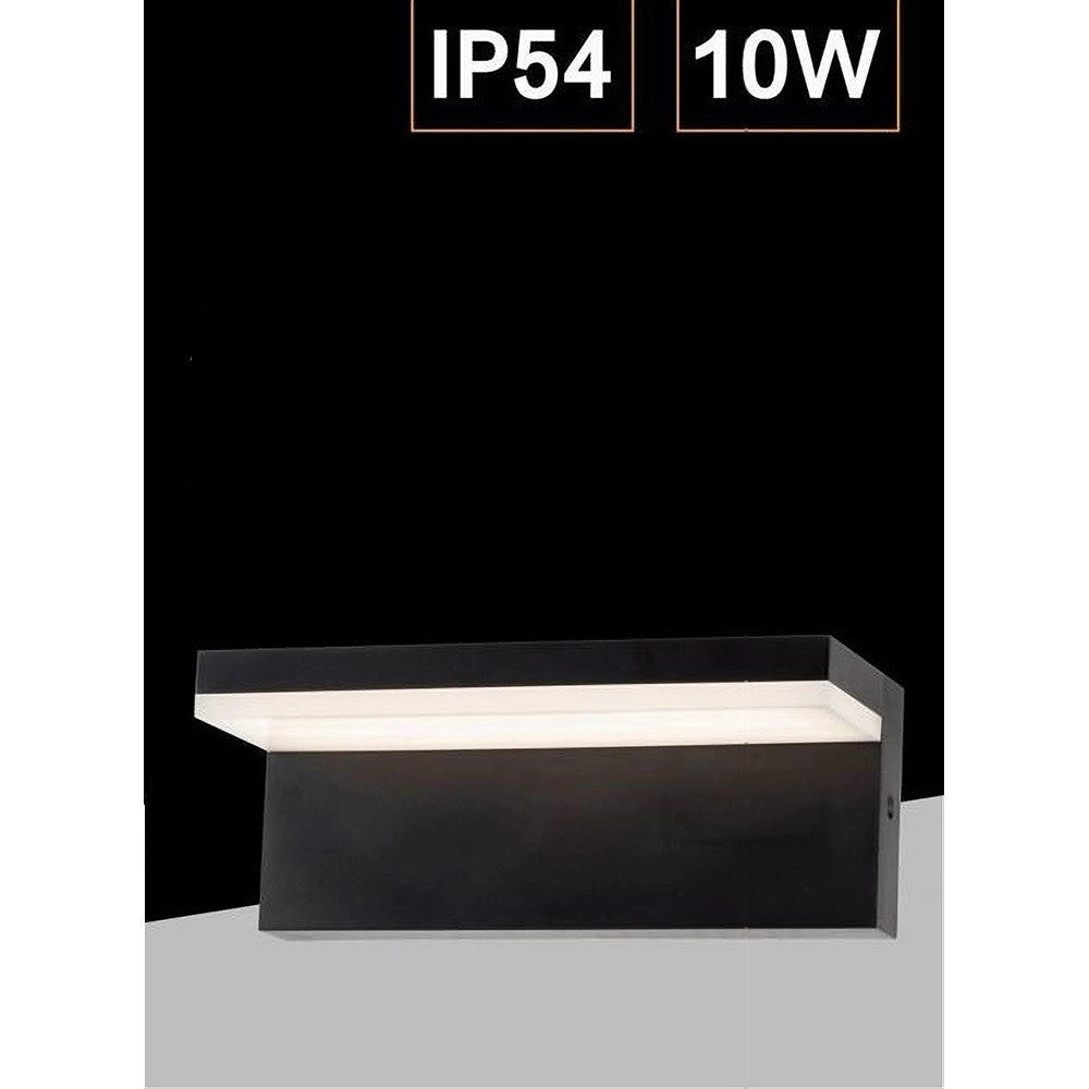 Trade Shop - Applique Da Muro Per Esterno Led 10 W Lampada Da Parete Nero Facciata Ip54 B82-n - -bianco Caldo      -