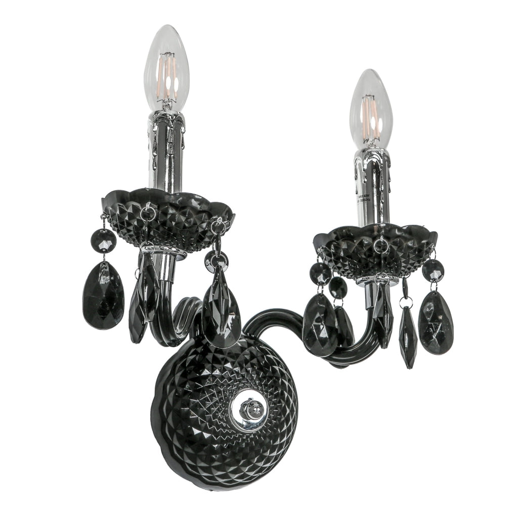 Applique Italux Whiz classica nero/cromo 2xE14 cristallo