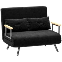 Divano Letto 3 in 1 in Tessuto Effetto Velluto con Schienale Regolabile e 2 Cuscini, 102x73x81 cm, Nero