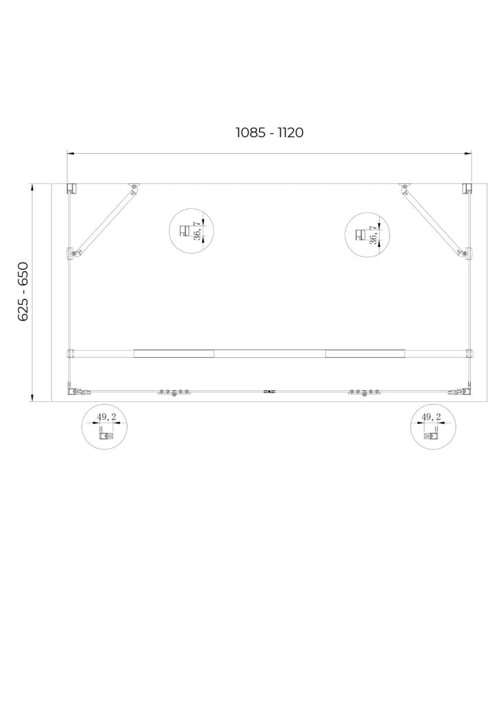 Box doccia a 3 lati con ingresso libero apertura centrale totale a libro pieghevole e due pareti laterali 62,5-65 Fisse + Porta 108,5-112