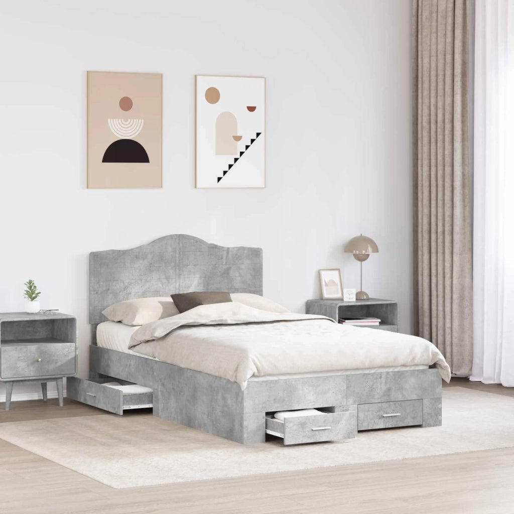 Struttura del letto con testiera Grigio cemento 120 x 190 cm