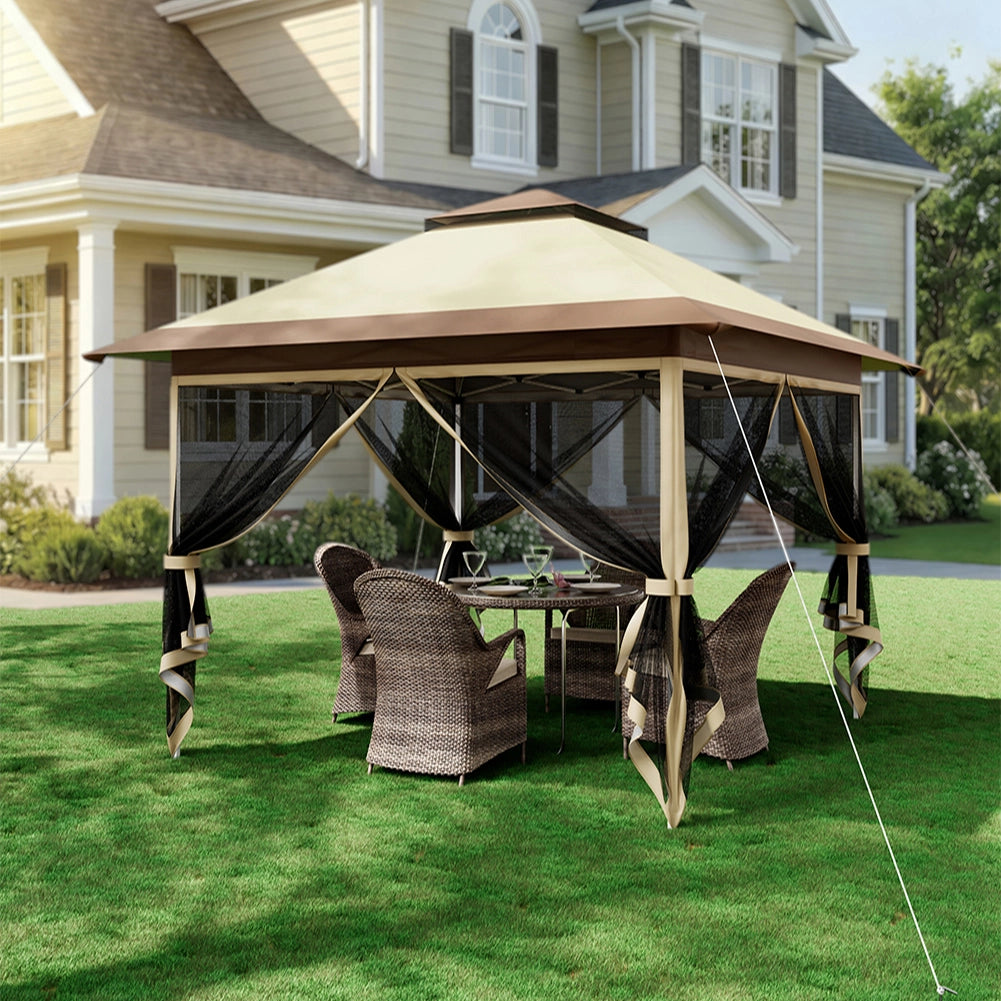 Gazebo Pieghevole One Touch 3.6x3.6 Metri Rivestimento Impermeabile e Resistente