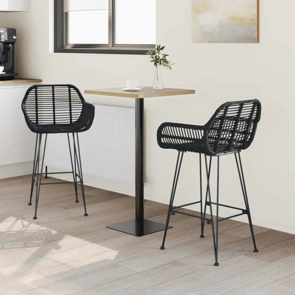 Sedia da Bar 2 pcs 55 x 52 x 92 cm Rattan e Ferro