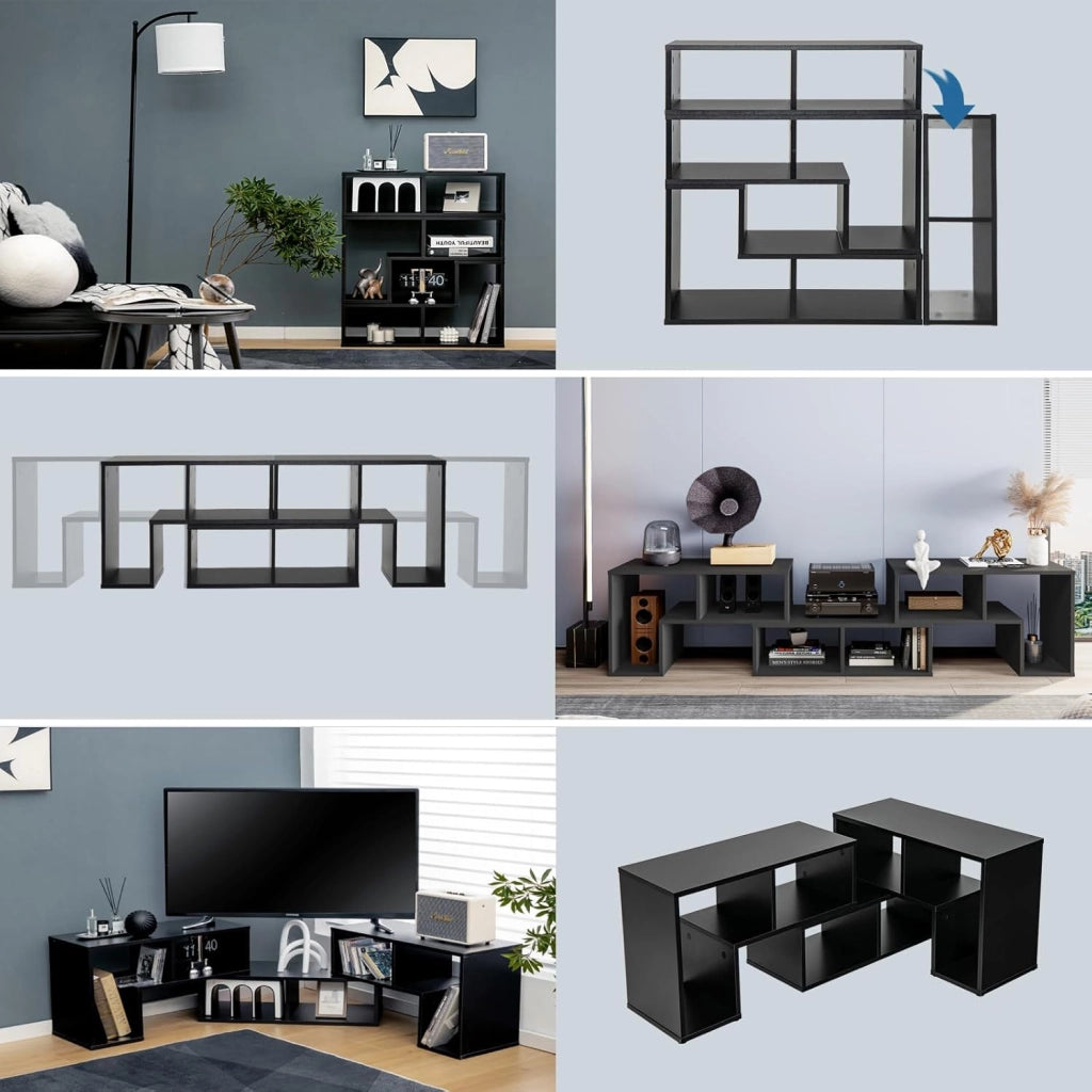 Set di mobili per TV da 3 pezzi, tavolo per TV da 50-65 pollici, multifunzionale stand a terra con 6 scomparti, combinabile liberamente a seconda dello spazio, per soggiorno e camera da letto
