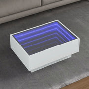 Tavolino Salotto con LED-Tavolino da soggiorno-Tavolo Bianco 70x50x30 cm Legno Multistrato