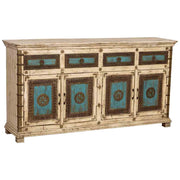 Credenza in legno artigianale, 180x45x96h cm, bianco