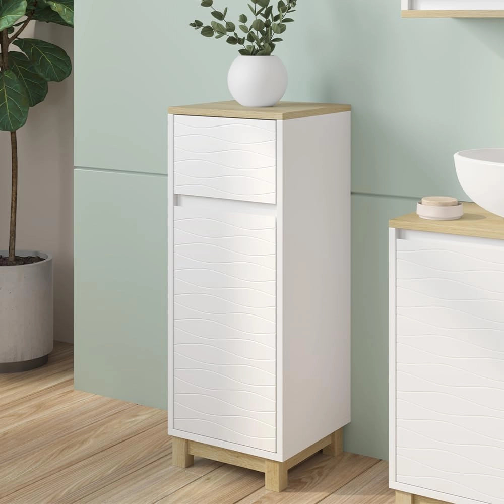 Mobile midi Livia, Bianco, 30 x 80 cm con cassetto