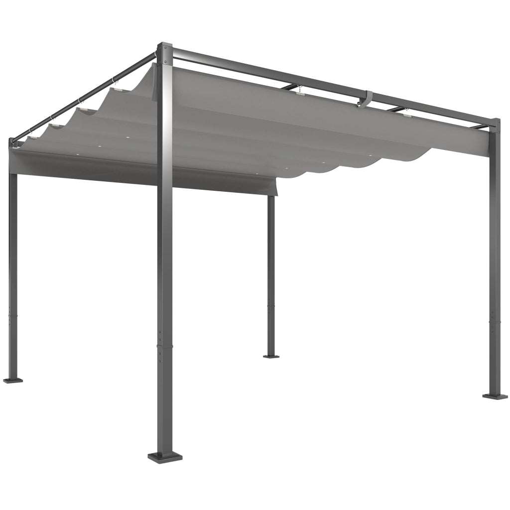 Pergola R¨¦tractable 3x3m ¨C zephmum ¨C Grigio, Polyester, 300x300x250 cm