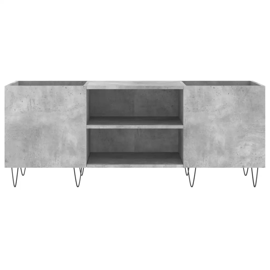 Mobile portadischi pratico e classico 121 x 38 x 48 cm realizzato in legno composito grigio cemento 02_0049092