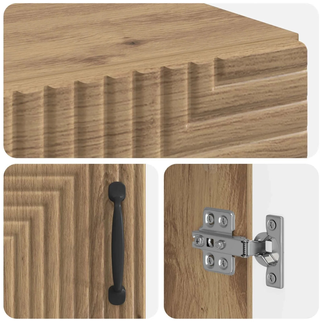 Mobiletto da Bagno HAARLEM Rovere Artigianale 30 x 31 x 80 cm 896834