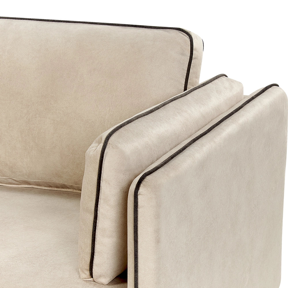 Divano 3 posti angolare regolabile lato destro in velluto beige stile moderno design classico