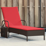 Lettino prendisole con ruote e Cuscino in Polyrattan Marrone 368314