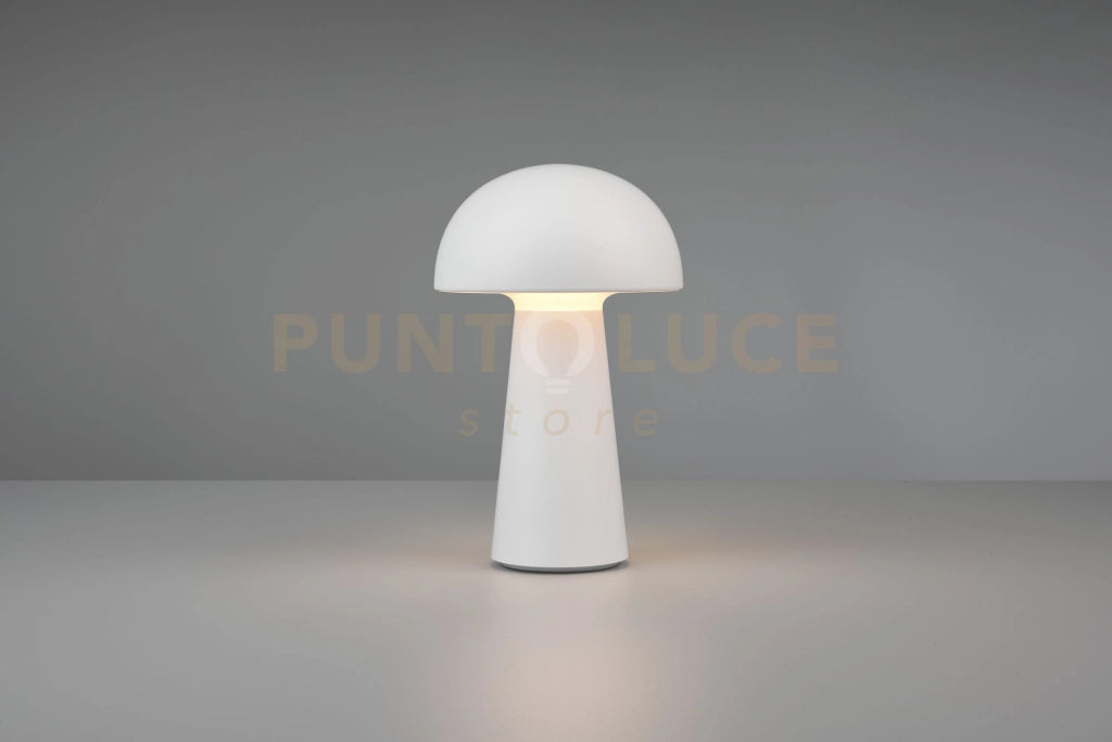 LENNON LAMPADA DA APPOGGIO LED 2W 180lm, 3000K DA ESTERNO FUNGO RICARICABILE USB BIANCA TOUCH 4 INTENSITA' H. 22CM IP 44 DIMMERABILE