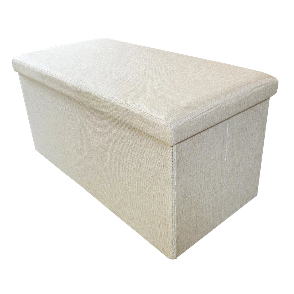 Puff Ottomano Portaoggetti Rettangolare in Tessuto Pieghevole 76x38x38cm | Nyana Casa | Stile ottomano | Tessuto Resistente | Nero, grigio e beige
