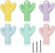 Deurknoppen a forma di cactus in ceramica per camera da bambini - Set da 6 colorati